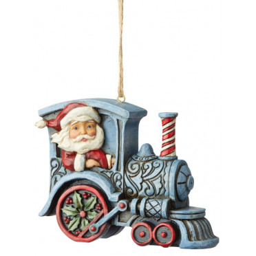 Figurine Jim Shore Suspension Noël Père-Noël à bord d'une locomotive