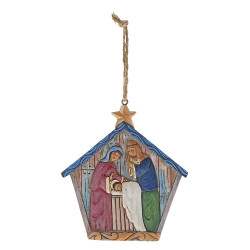 Figurine Jim Shore Suspension Noël Crèche - Holy Family Hanging Ornament