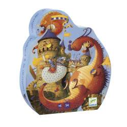 Puzzle Djeco silhouette - Vaillant et le dragon - 54 pièces