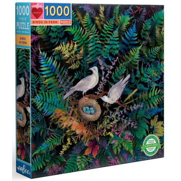 Puzzle Eeboo : Oiseaux dans la fougère - 1000 Pièces
