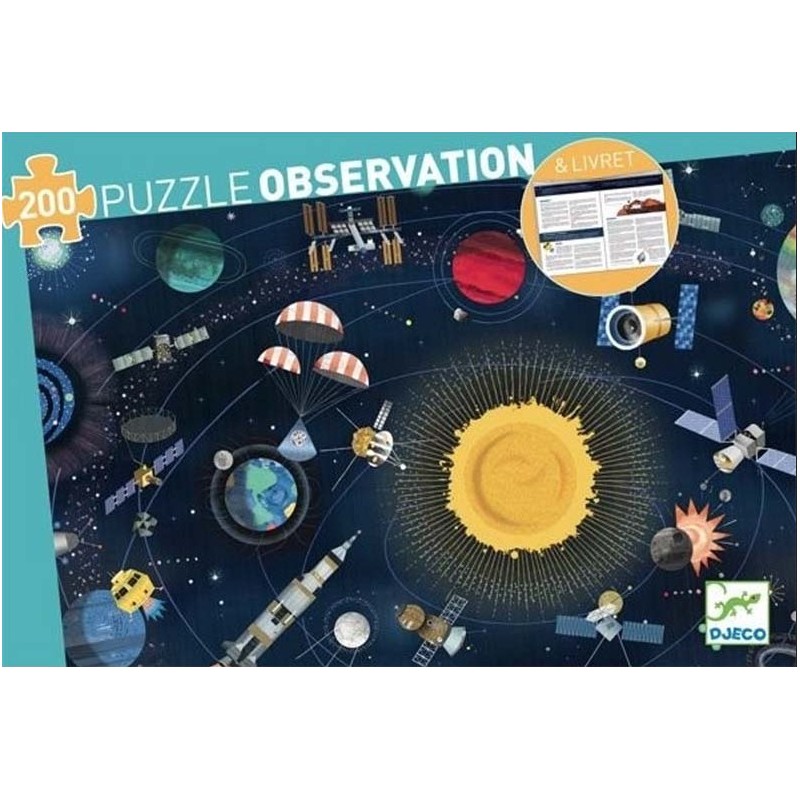 Puzzle Djeco Observation - L’Espace + Livret - 200 pièces