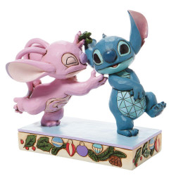 Figurine Disney Tradition Stitch et Angel se faisant un câlin - Angel and Stitch Mistletoe