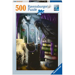 Puzzle Ravensburger : Chat Noir et Corbeau - 500 pièces