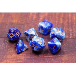 Lot de 7 dés – Blue Porcelain en boite
