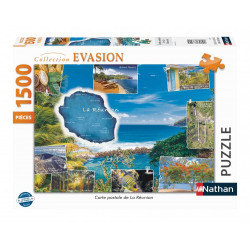 Puzzle 1500 pcs Collection Évasion Carte postale de la Réunion - Nathan