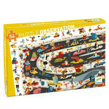 Puzzle Djeco Observation - Rallye automobile - 54 pièces