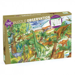 Puzzle Djeco Observation - Dinosaures + Poster + Livret - 100 pièces