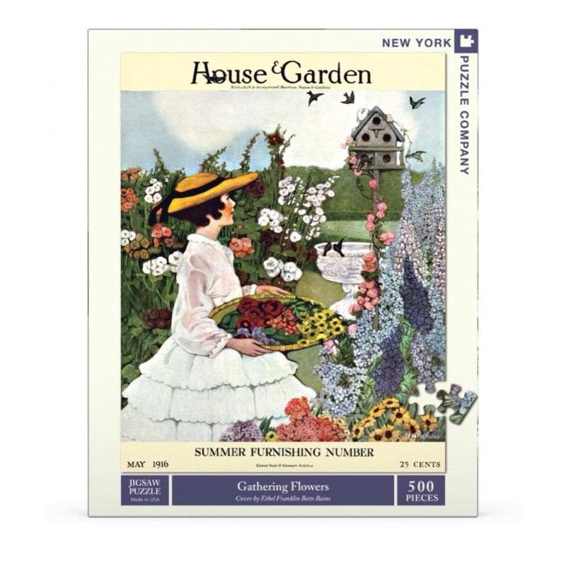 Puzzle New York Puzzle Company - House & Garden : Gathering Flowers - 500 Pièces